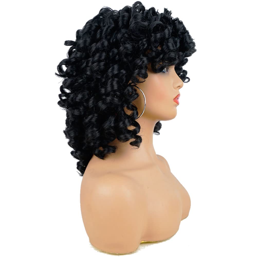 AIDUSA Short Loose Curly Wigs for Black Women Afro Wig for Black Women Curly Wig for Women Synthetic Wigs for Women Fluffy Natural Wigs Half Wigs Soft Hair Black Wigs (#1B Natural Black) - Image 7