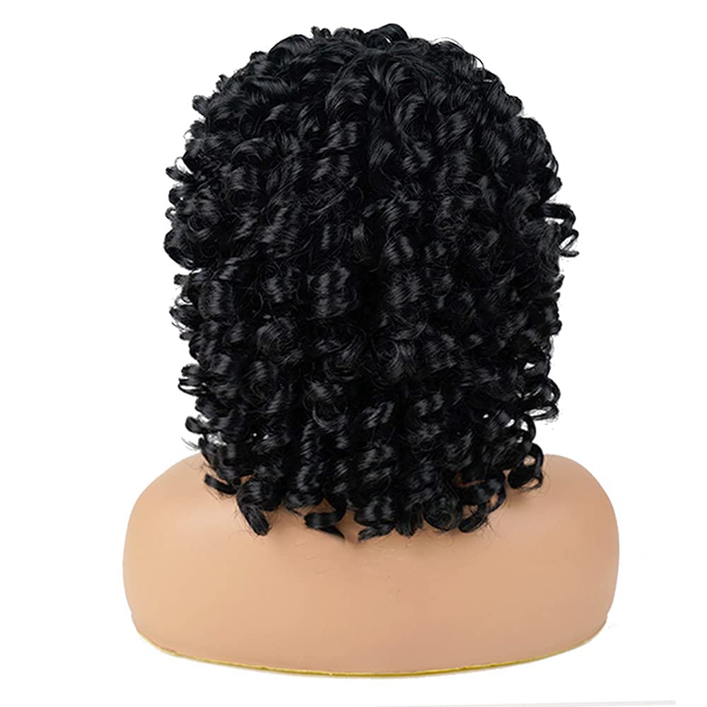 AIDUSA Short Loose Curly Wigs for Black Women Afro Wig for Black Women Curly Wig for Women Synthetic Wigs for Women Fluffy Natural Wigs Half Wigs Soft Hair Black Wigs (#1B Natural Black) - Image 8