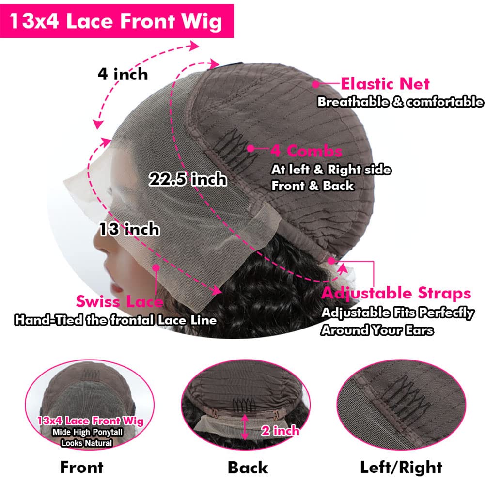 bangjazz 13x4 Deep Wave Lace Front Wigs Human Hair 180% Density Deep Wave Frontal Wigs Human Hair HD Lace 26 Inch Curly Wigs for Black Women Pre Plucked with Baby Hair Curly Lace Front Wig Human Hair - Image 6