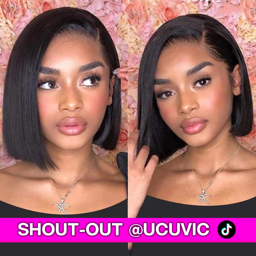 UCUVIC Bob Wig Human Hair 13x4 HD Lace Front BOB Wigs for Black Women Human Hair Glueless Wigs Human Hair Pre Plucked Pre Cut 180% Density 10 Inch - Image 6