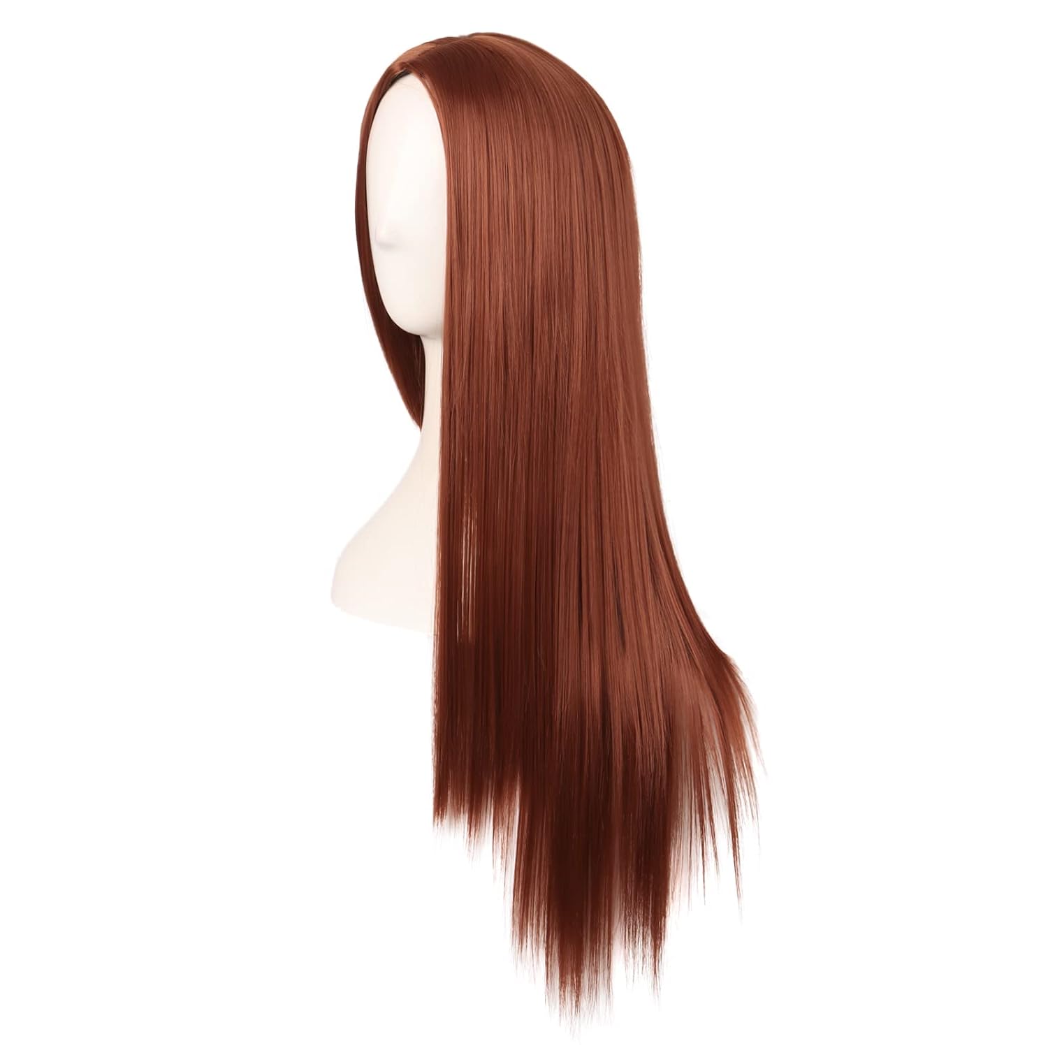 MapofBeauty 28 Inch/70 cm Women Special Long Straight Part Bangs Synthetic Wig (Ginger Orange) - Image 3