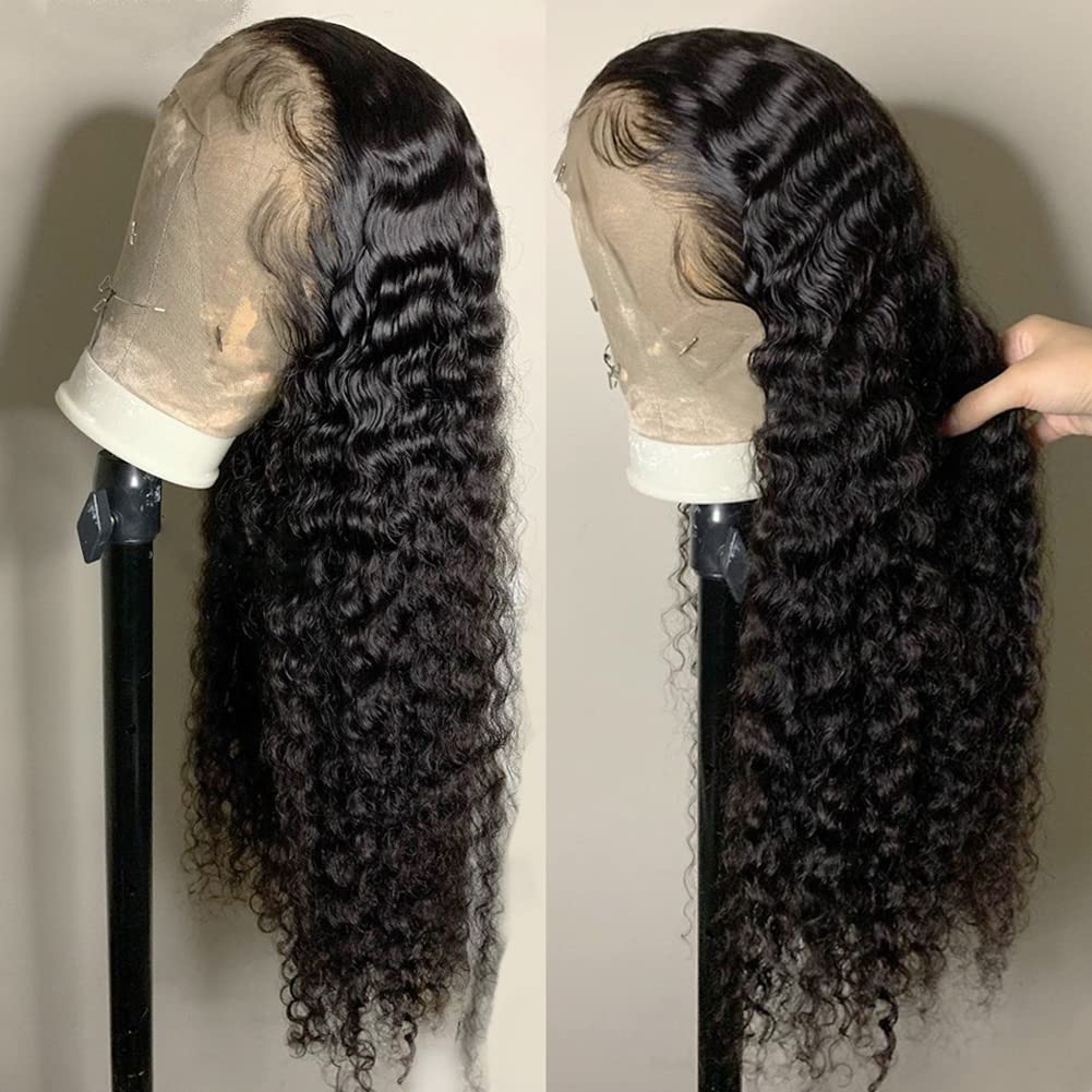 bangjazz 13x4 Deep Wave Lace Front Wigs Human Hair 180% Density Deep Wave Frontal Wigs Human Hair HD Lace 26 Inch Curly Wigs for Black Women Pre Plucked with Baby Hair Curly Lace Front Wig Human Hair - Image 2