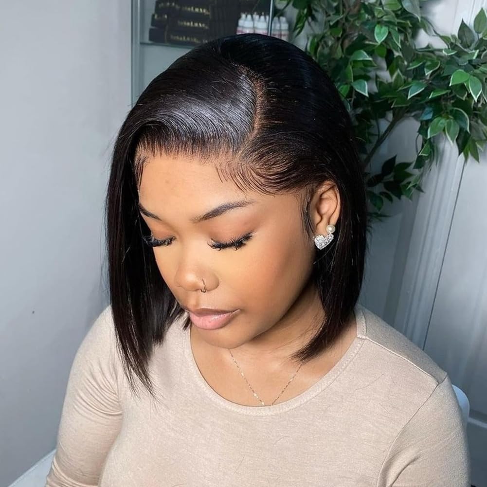 UCUVIC Bob Wig Human Hair 13x4 HD Lace Front BOB Wigs for Black Women Human Hair Glueless Wigs Human Hair Pre Plucked Pre Cut 180% Density 10 Inch - Image 8