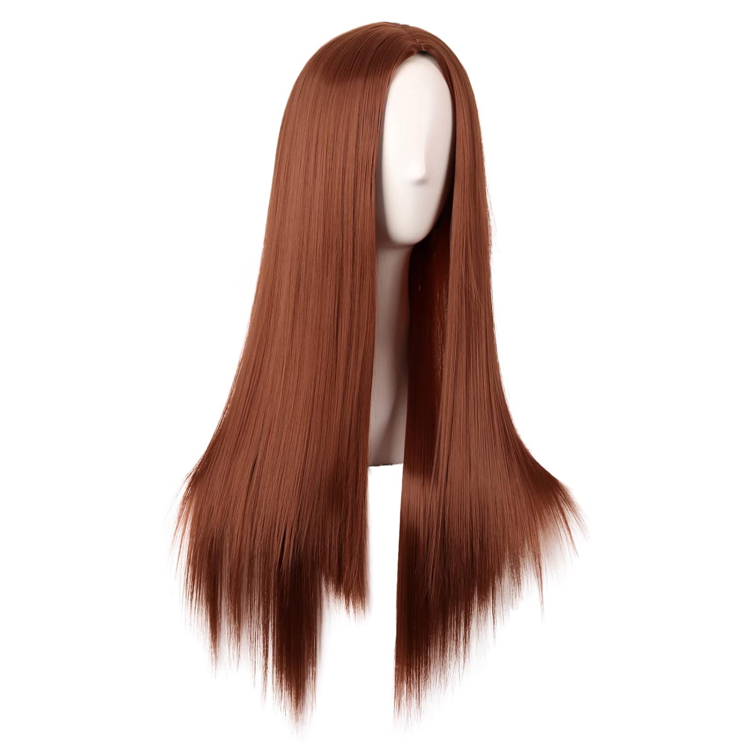 MapofBeauty 28 Inch/70 cm Women Special Long Straight Part Bangs Synthetic Wig (Ginger Orange) - Image 2