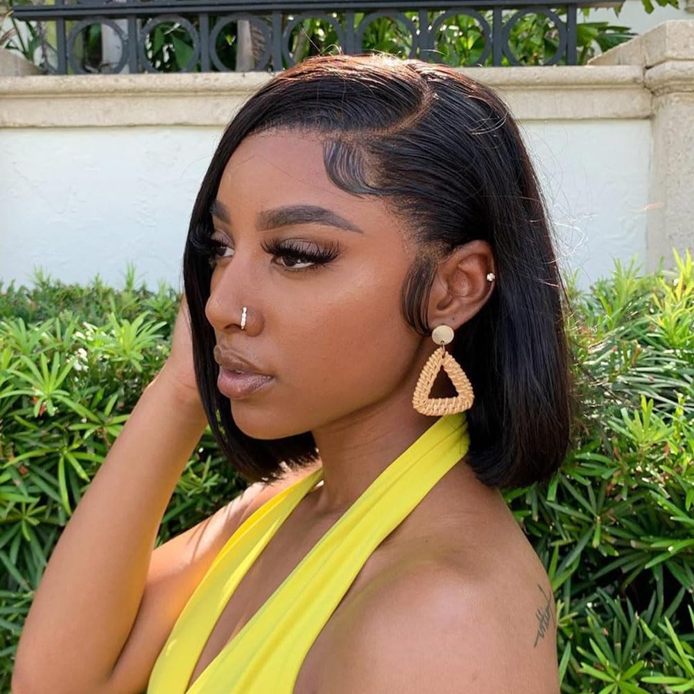 UCUVIC Bob Wig Human Hair 13x4 HD Lace Front BOB Wigs for Black Women Human Hair Glueless Wigs Human Hair Pre Plucked Pre Cut 180% Density 10 Inch - Image 9
