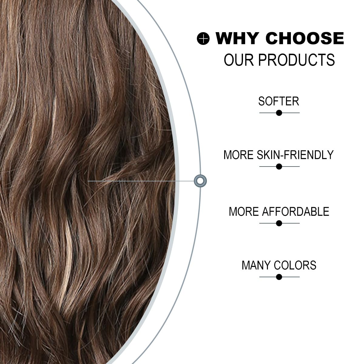 KOME Brown Long Wavy Wig for Women,Highlight Middle Part Curly Wavy Wig,Shoulder Length Natural Looking Synthetic Heat Resistant Fiber Wig for Daily Party Use - Image 6