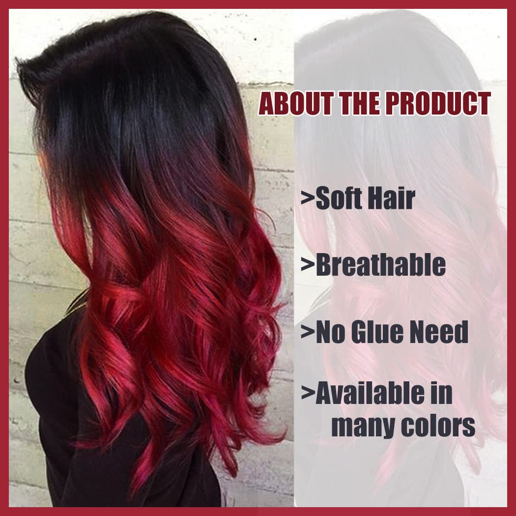 Sallcks Ombre Black to Red Wig Long Wavy Wig for Women Side Part Colored Synthetic Heat Resistant Wig for Daily Party Costume Halloween - Image 3