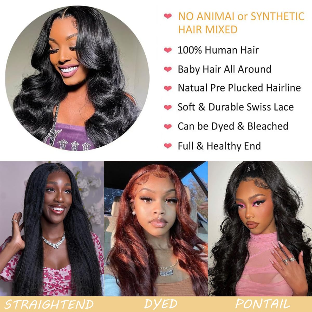 SENSAIRUITE Body Wave Lace Front Wigs Human Hair Wide Lace 180 Density Human Hair Wigs 13x4 Human Hair Lace Front Wigs Pre Plucked With Baby Hair 20 Inches Natural Color - Image 3