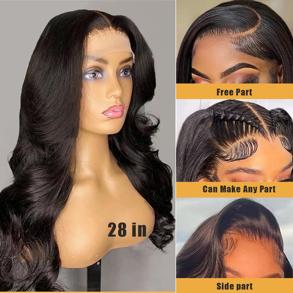 SENSAIRUITE Body Wave Lace Front Wigs Human Hair Wide Lace 180 Density Human Hair Wigs 13x4 Human Hair Lace Front Wigs Pre Plucked With Baby Hair 20 Inches Natural Color - Image 2