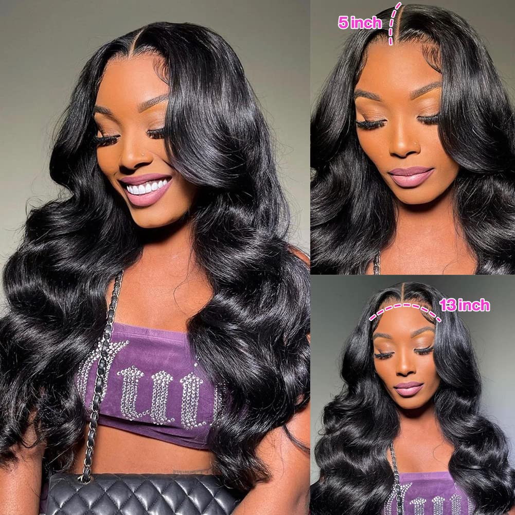 28 inch 13x5 HD Full Lace Front Wigs Human Hair Pre Plucked With Baby Hair 180 Density Body Wave Wigs For Women Natural Frontal Wig - Image 2