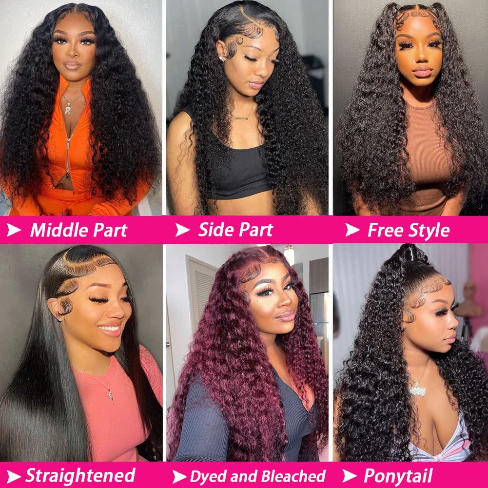 bangjazz 13x4 Deep Wave Lace Front Wigs Human Hair 180% Density Deep Wave Frontal Wigs Human Hair HD Lace 26 Inch Curly Wigs for Black Women Pre Plucked with Baby Hair Curly Lace Front Wig Human Hair - Image 5