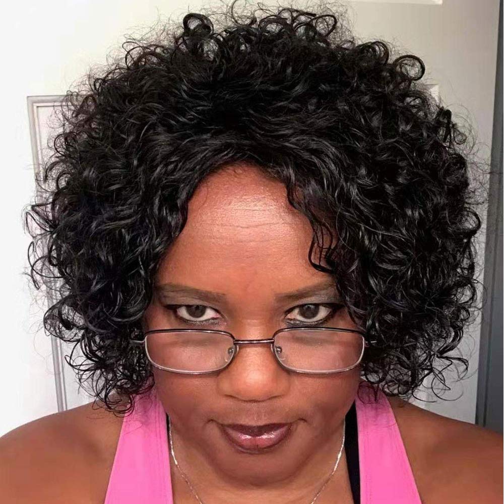 Brazilian Kinky Curly 10 Inch Human Hair Wigs for Black Women - Wear and Go Glueless Short Wig with Natural Color - 100% Human Hair - Image 9