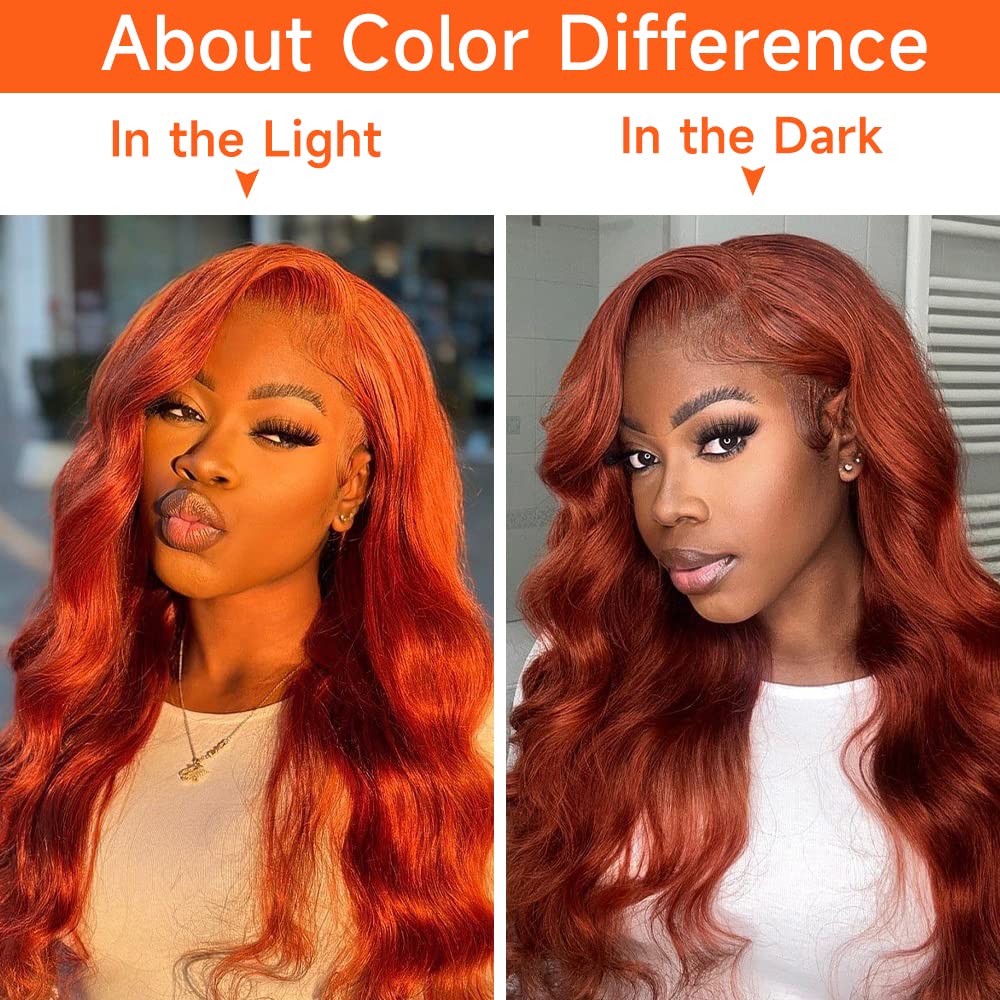 Reddish Brown Lace Front Wigs Human Hair Pre Plucked 13x4 Auburn Colored Human Hair Lace Front Wigs Body Wave Glueless Wigs Human Hair HD Lace Frontal Human Hair Wig 22 Inch - Image 7