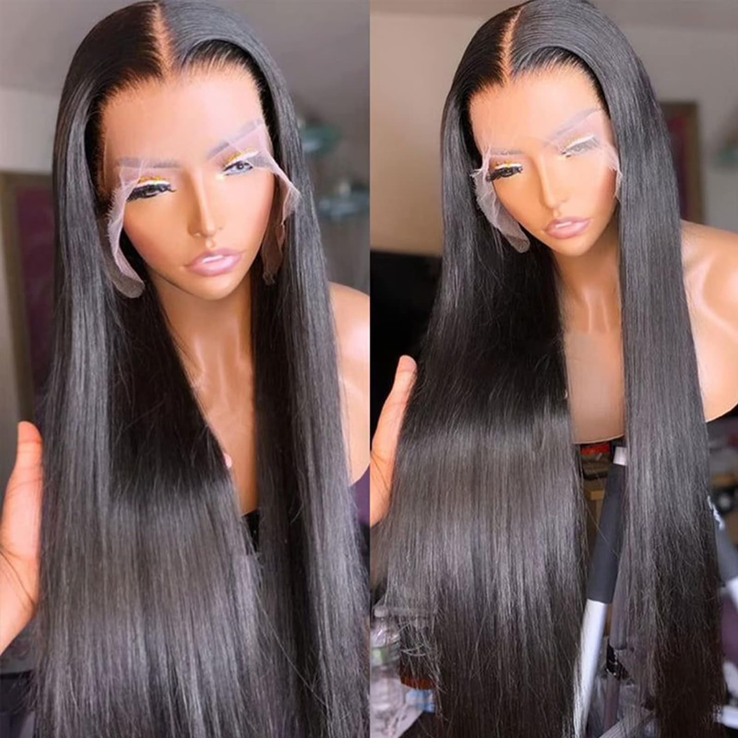 Lemoda 30Inch 13x6 SKINLIKE Real HD Lace Wigs 180% Density 12A Brazilian Straight Virgin Human Hair Lace Frontal Wigs Invisible 0.1mm Ultra-thin Frayed Ends Lace Front Wig Pre Plucked Tiny Knots - Image 5