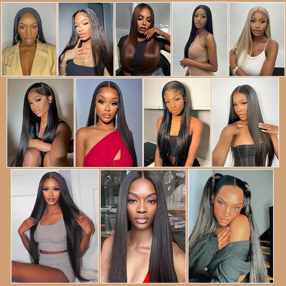 AUTYBEI 22 Inch Straight Lace Front Wigs Human Hair Pre Plucked 13x4 HD Lace Frontal Wigs Human Hair Wig For Black Women Brazilian Virgin Glueless Wigs Human Hair With Baby Hair - Image 4