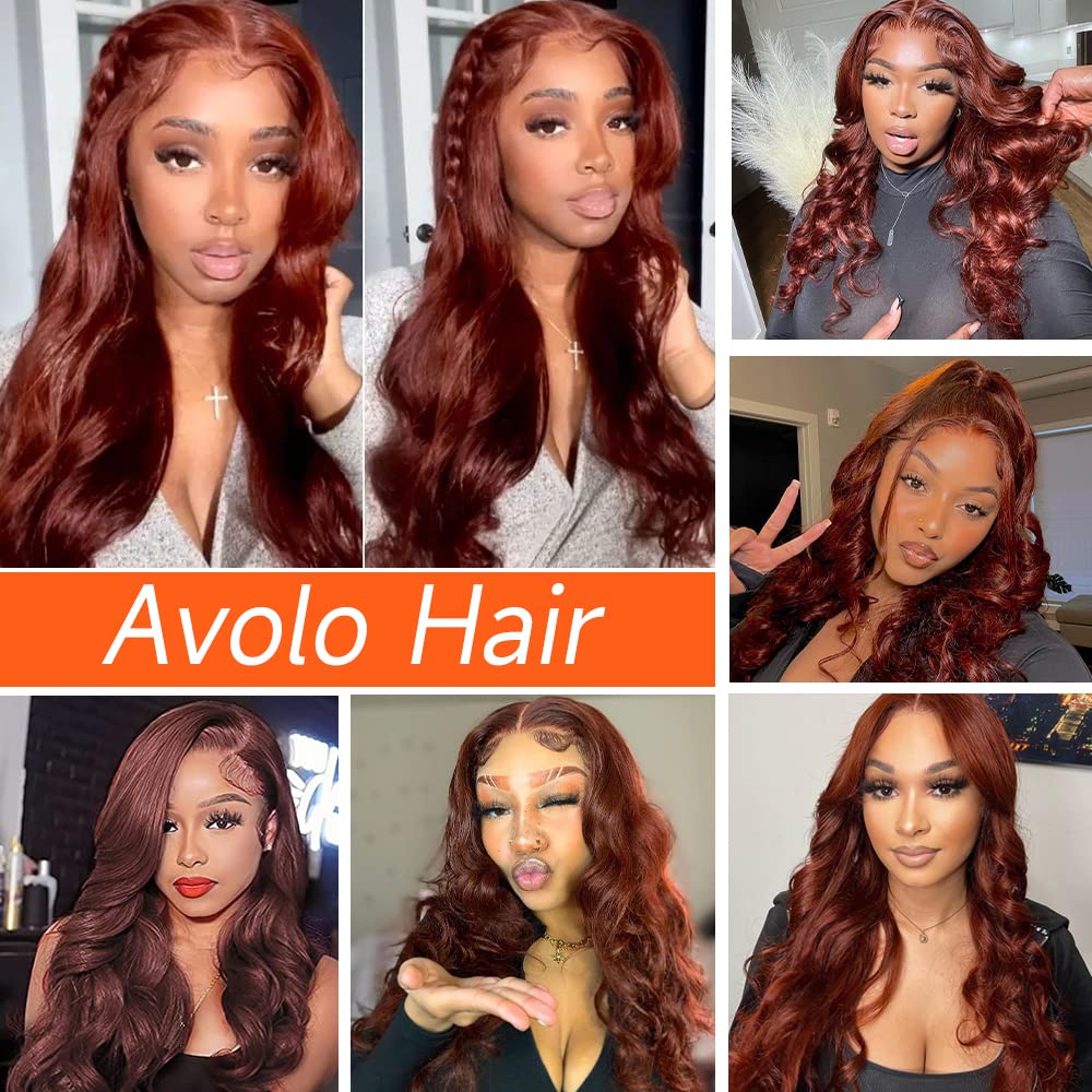 Reddish Brown Lace Front Wigs Human Hair Pre Plucked 13x4 Auburn Colored Human Hair Lace Front Wigs Body Wave Glueless Wigs Human Hair HD Lace Frontal Human Hair Wig 22 Inch - Image 3