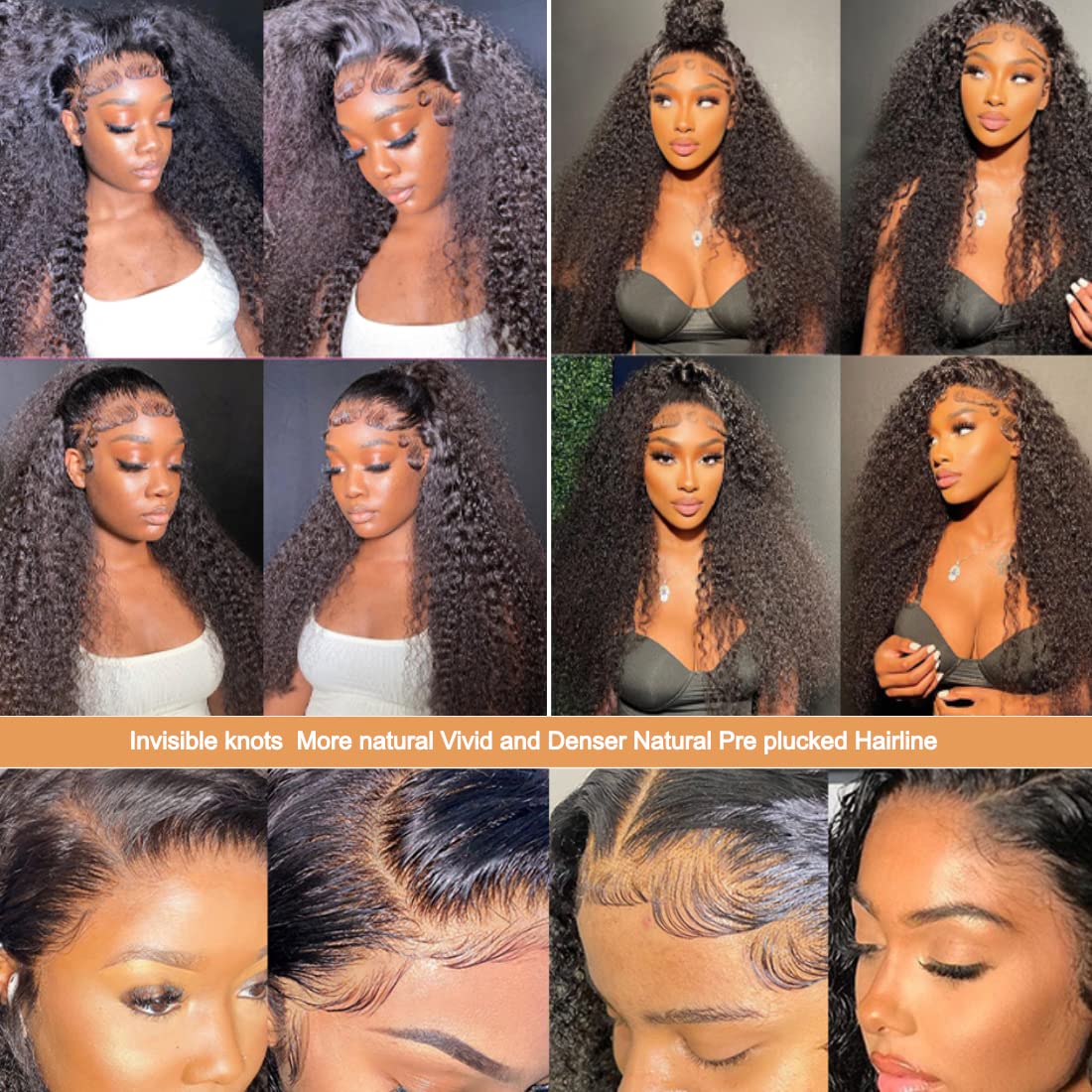 Ladoux 13x6 Lace Front Kinky Curly Wig HD Transparent Kinky Curly Frontal Closure Human Hair Wigs for Women 20Inch 180% Density Glueless Wig Pre Plucked With Baby Hair - Image 6