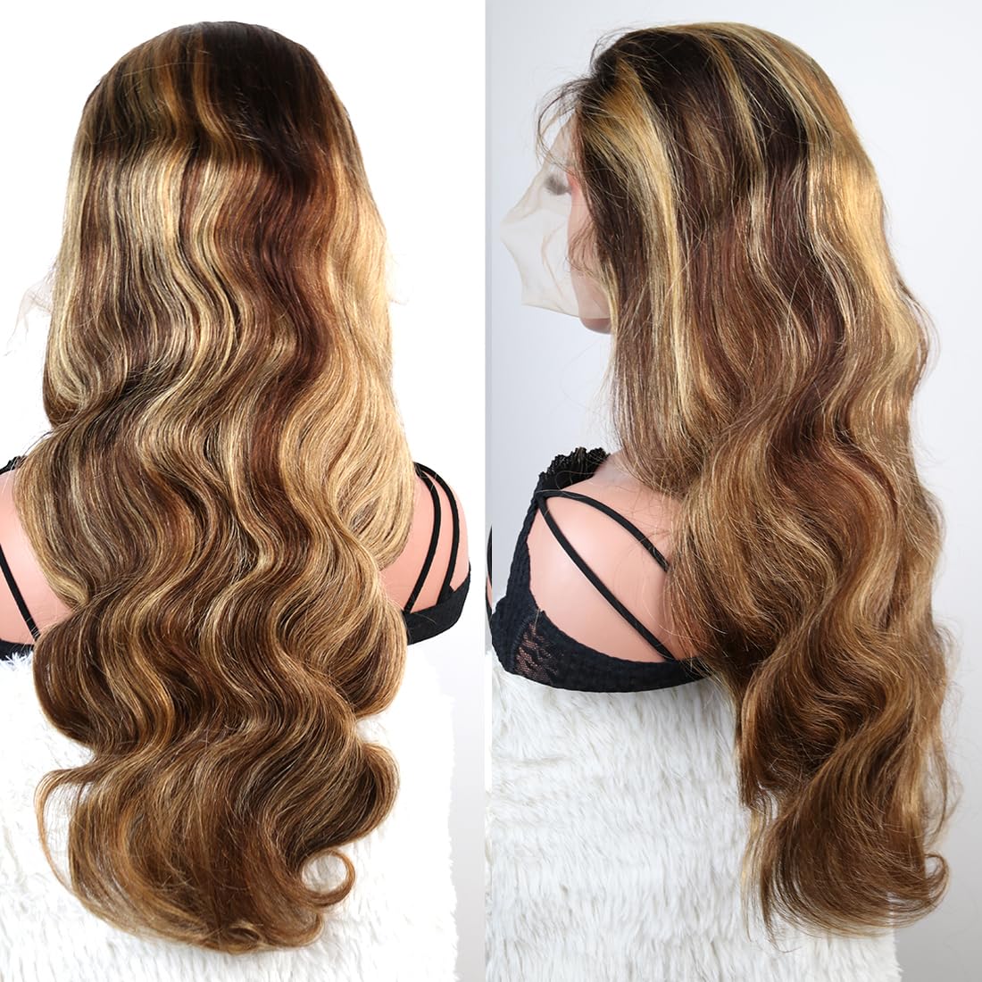 SWEETGIRL 13x6 Highlight Lace Front Wigs Human Hair Body Wave Hd Lace Frontal Wigs 4/27 Honey Blonde Ombre Colored Human Hair Wigs for Women Pre Plucked 180 Density 24 Inch - Image 7