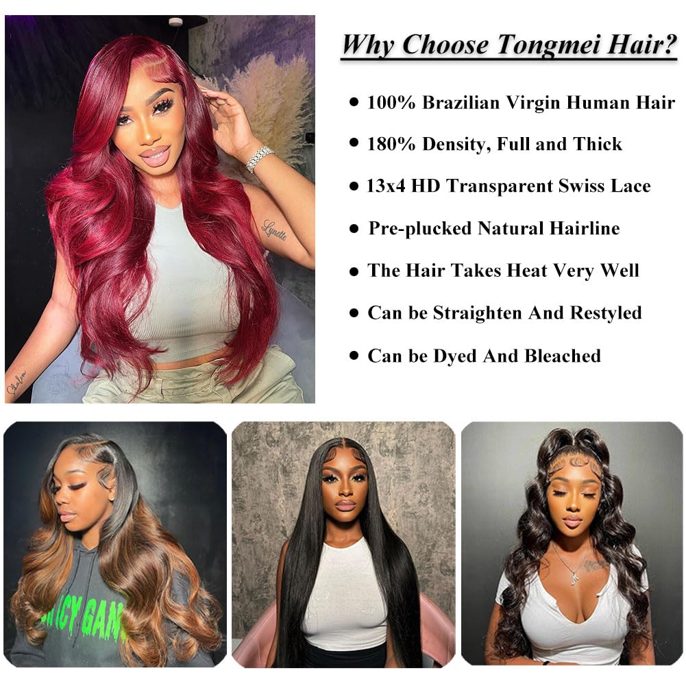 Body Wave Lace Front Wigs Human Hair Pre Plucked 13x4 HD Transparent Lace Frontal Wig with Baby Hair 180% Density Brazilian Virgin Human Hair Lace Front Wigs for Women Natural Black 22inch - Image 4