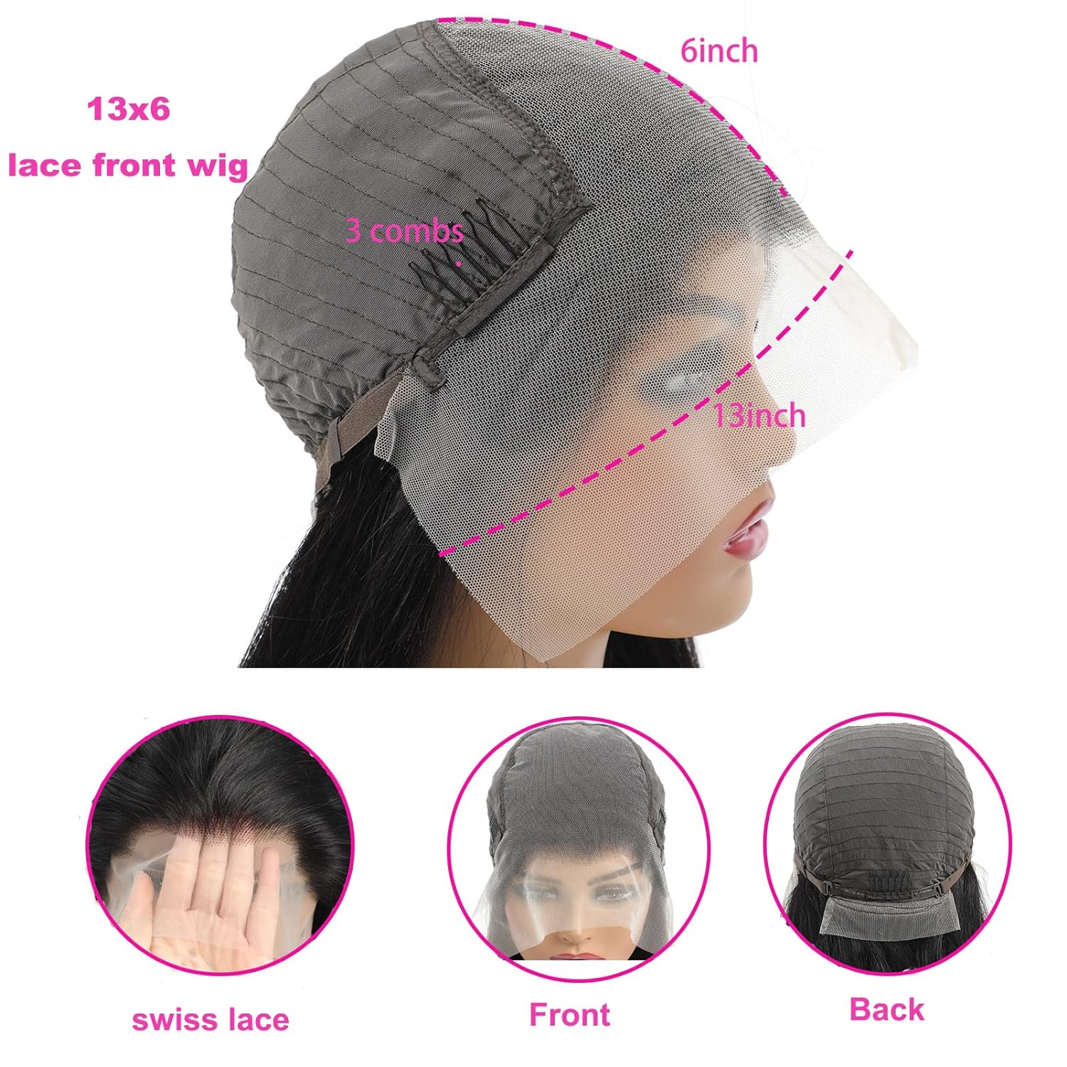 30 inch Lace Front Wig Human Hair Body Wave 13x6 Lace Frontal Human Hair Wigs for Women 180 Density HD Lace Glueless Wigs Pre Plucked with Baby Hair (30 Inch, 13x6 lace front wig) - Image 5