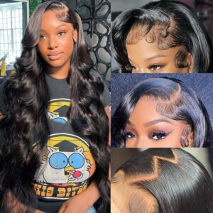 30 inch Lace Front Wig Human Hair Body Wave 13x6 Lace Frontal Human Hair Wigs for Women 180 Density HD Lace Glueless Wigs Pre Plucked with Baby Hair (30 Inch, 13x6 lace front wig)