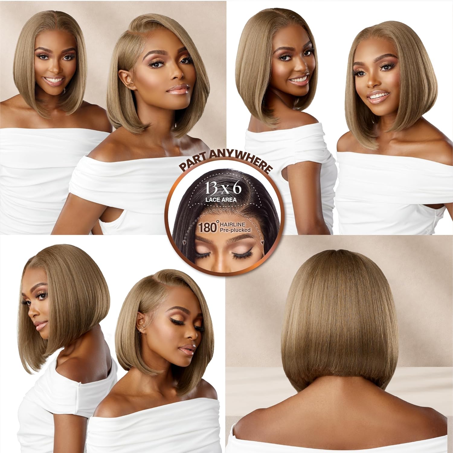 Sensationnel Bare Lace 13x6 wigs - Unit 3 Glueless synthetic with 180 degree preplucked hairline Non lifting 2040 larger grid thinner lace - BareLace unit 3 (1B OFFBLACK) - Image 4