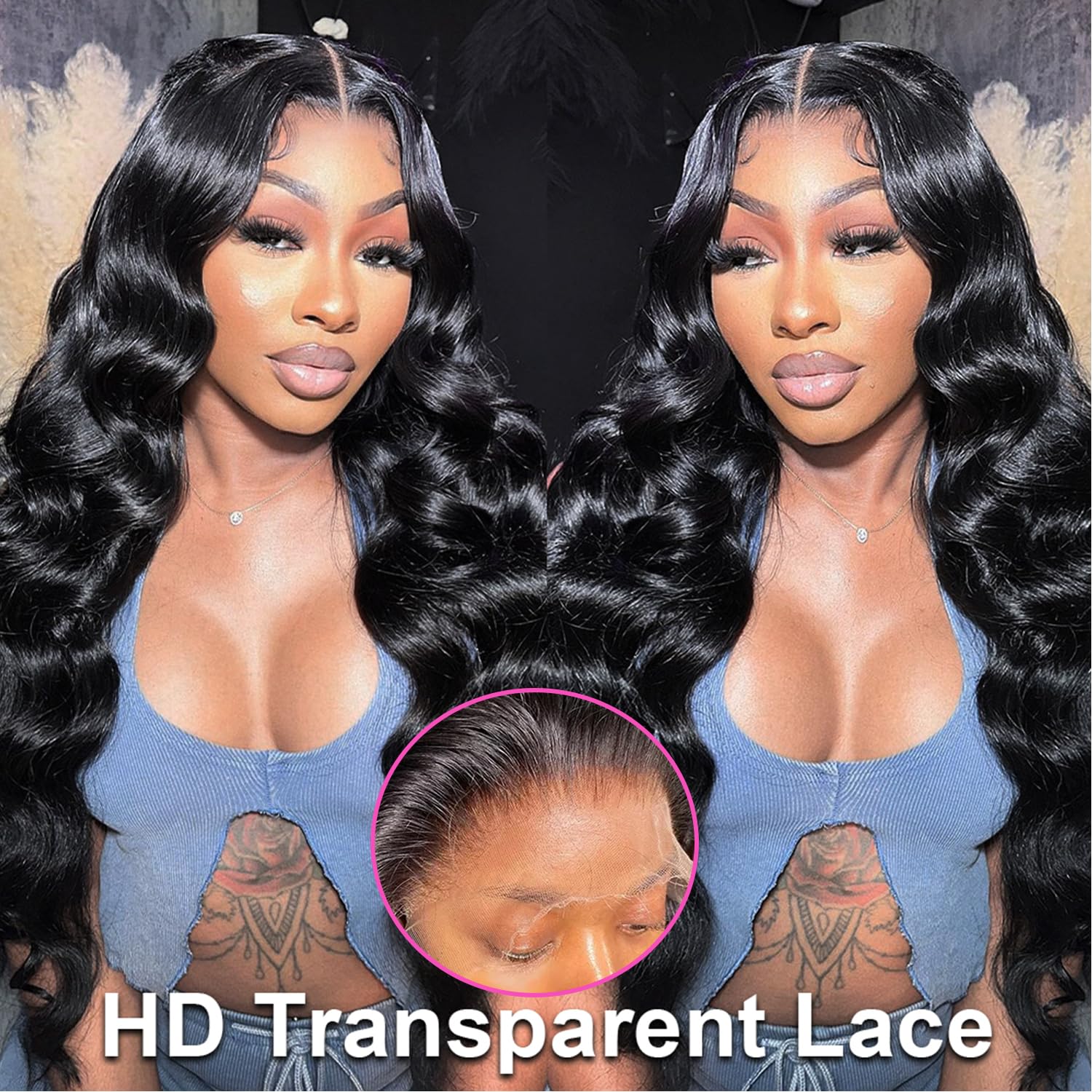 NAJOAI Body Wave Lace Front Wigs Human Hair Pre Plucked 180 Density 26 Inch 13x4 HD Transparent Frontal Wigs Glueless Wigs Human Hair Lace Front Wig for Black Women with Baby Hair Natural Black - Image 3