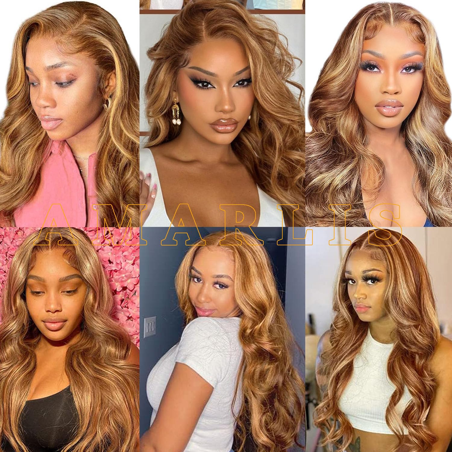 Amarlis Honey Blonde Body Wave Lace Front Wigs for Women,13x4 HD Glueless Lace Front Blonde Highlight Wig Pre Plucked Ready to Wear Synthetic Wigs for Daily Use(Honey Blonde Highlight) - Image 5