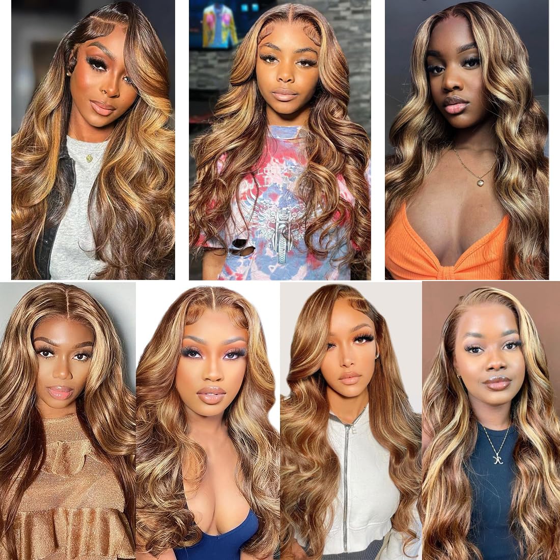 SWEETGIRL 13x6 Highlight Lace Front Wigs Human Hair Body Wave Hd Lace Frontal Wigs 4/27 Honey Blonde Ombre Colored Human Hair Wigs for Women Pre Plucked 180 Density 24 Inch - Image 6