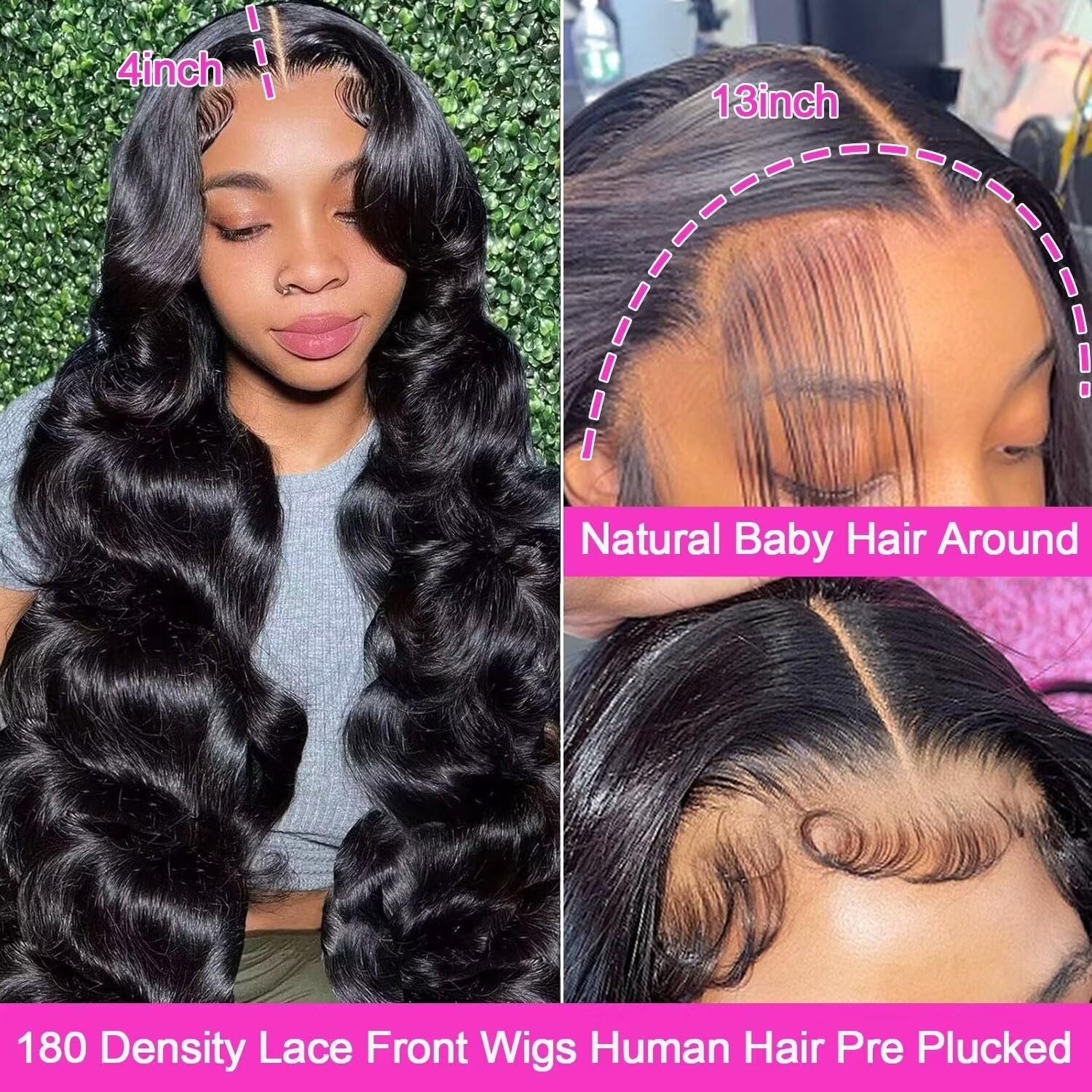 Xajwat 26 Inch Body Wave Lace Front Wigs Human Hair 180 Density 13x4 HD Transparent Lace Frontal Wigs Human Hair Pre Plucked with Baby Hair Glueless Wigs Human Hair for Black Women - Image 2