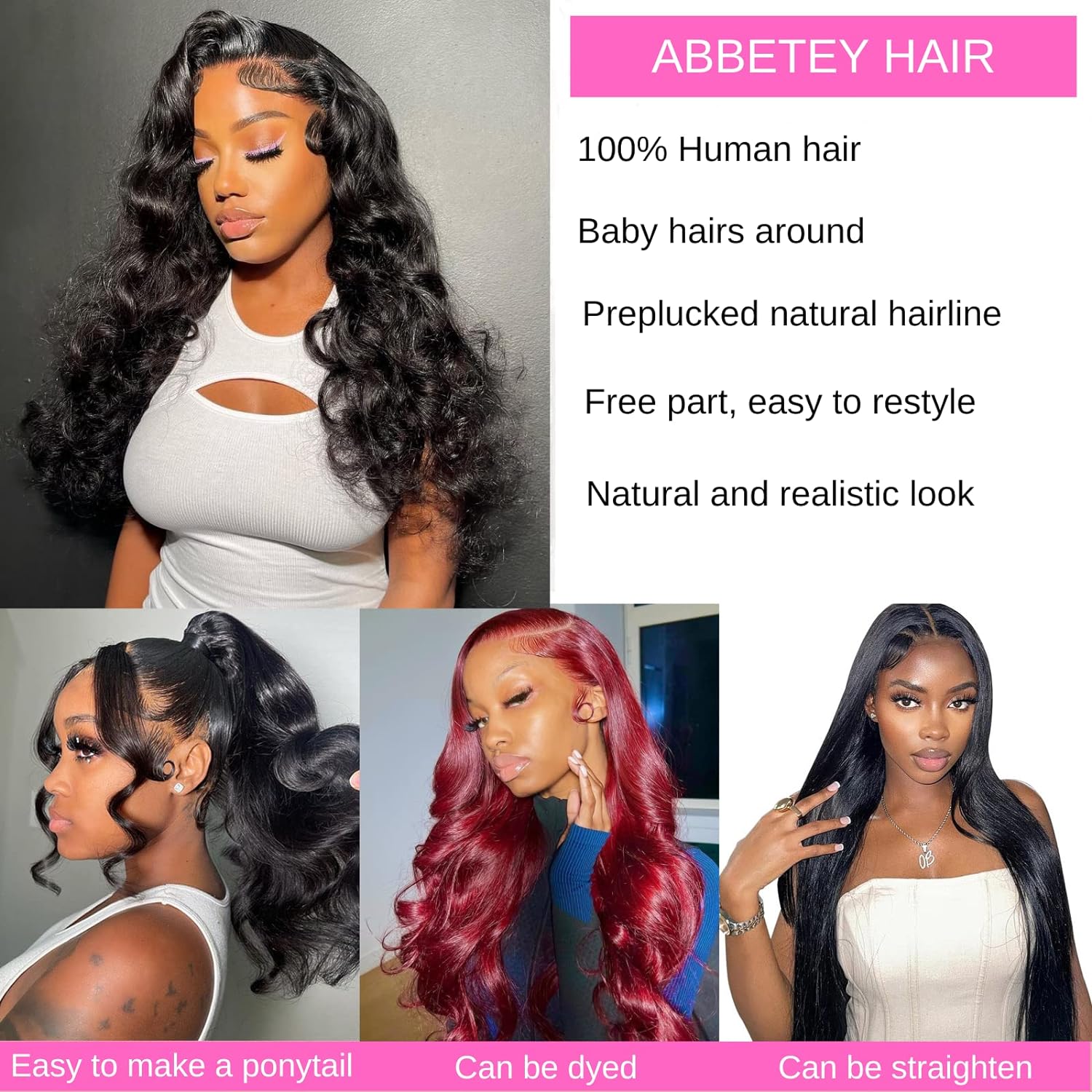 30 inch Lace Front Wig Human Hair Body Wave 13x6 Lace Frontal Human Hair Wigs for Women 180 Density HD Lace Glueless Wigs Pre Plucked with Baby Hair (30 Inch, 13x6 lace front wig) - Image 6